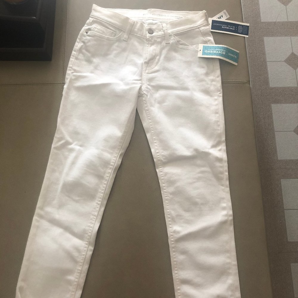 White Boyfriend Straight Pants